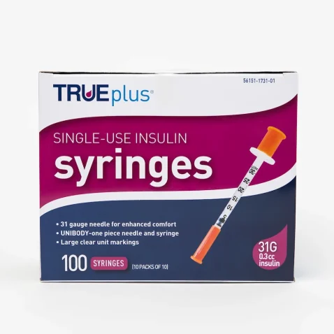 0.3 cc Ultra Fine Syringe 31 gauge - Box of 100 (True Plus)